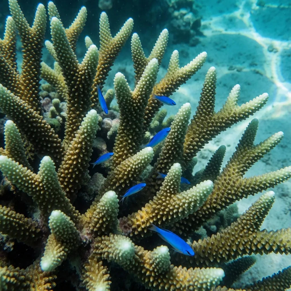 Coral reef along the Azure Coast with tropical fish