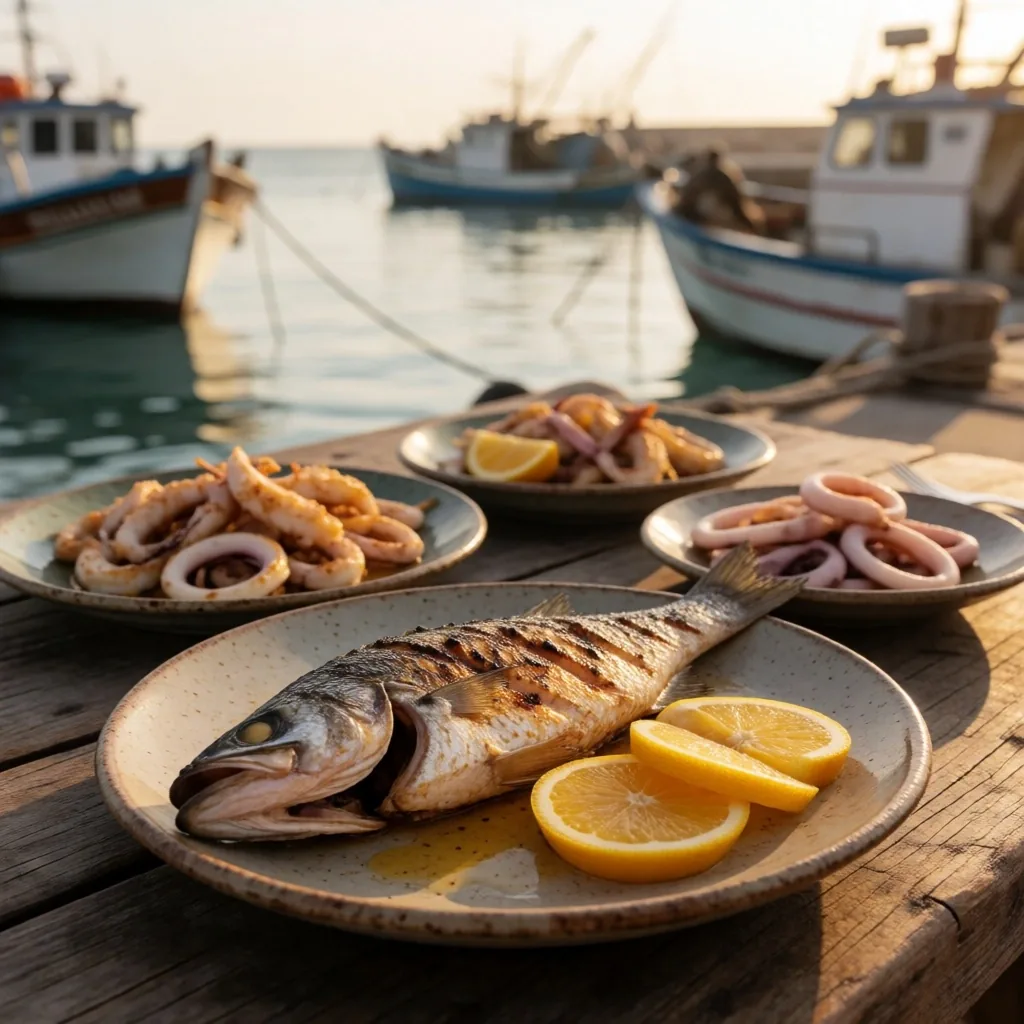 Dockside seafood eatery on the Azure Coast
