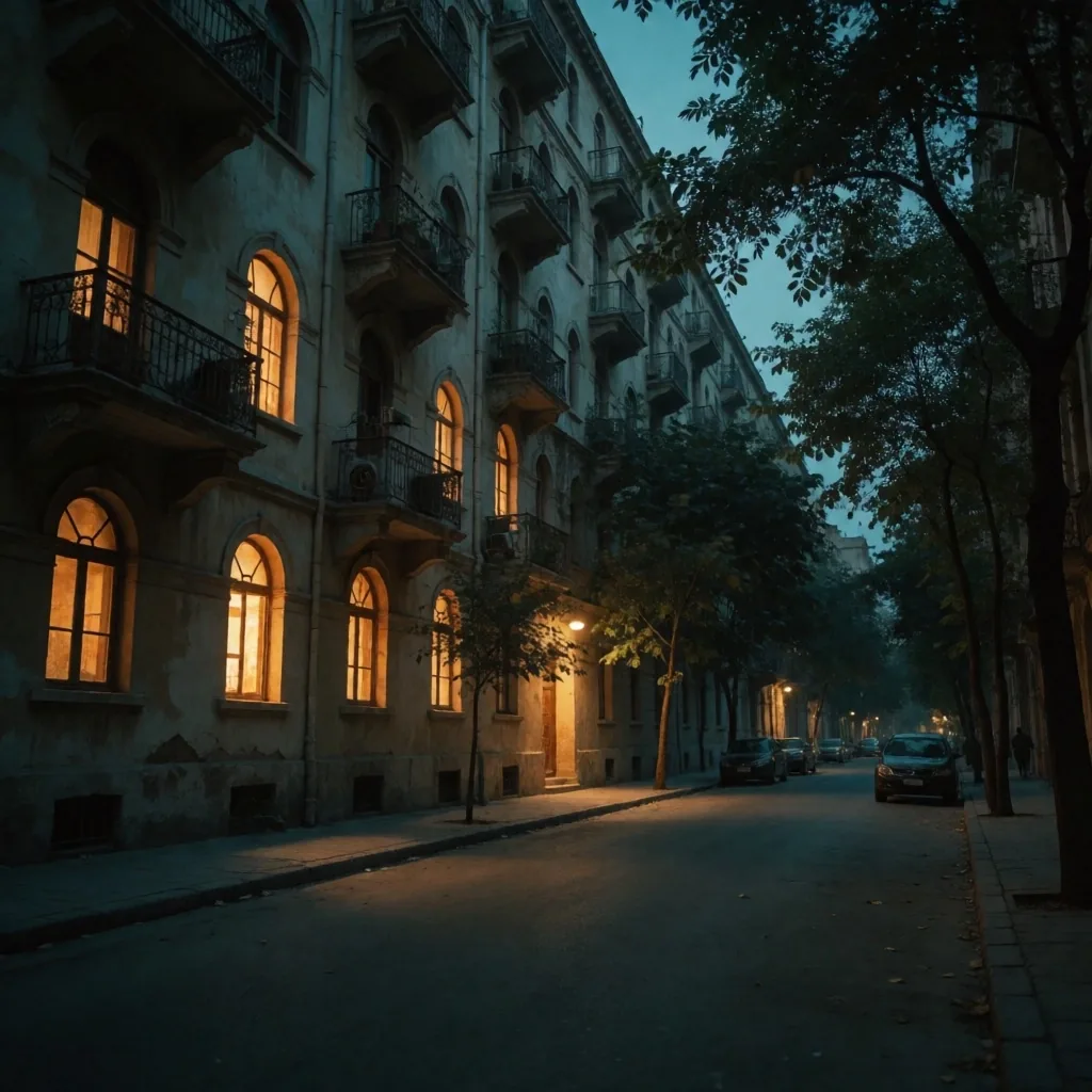 Evening street scene in an old Cairo district