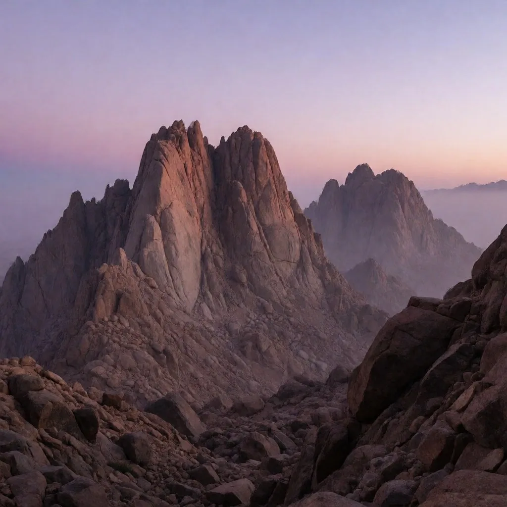 Granite mountain peaks at dawn