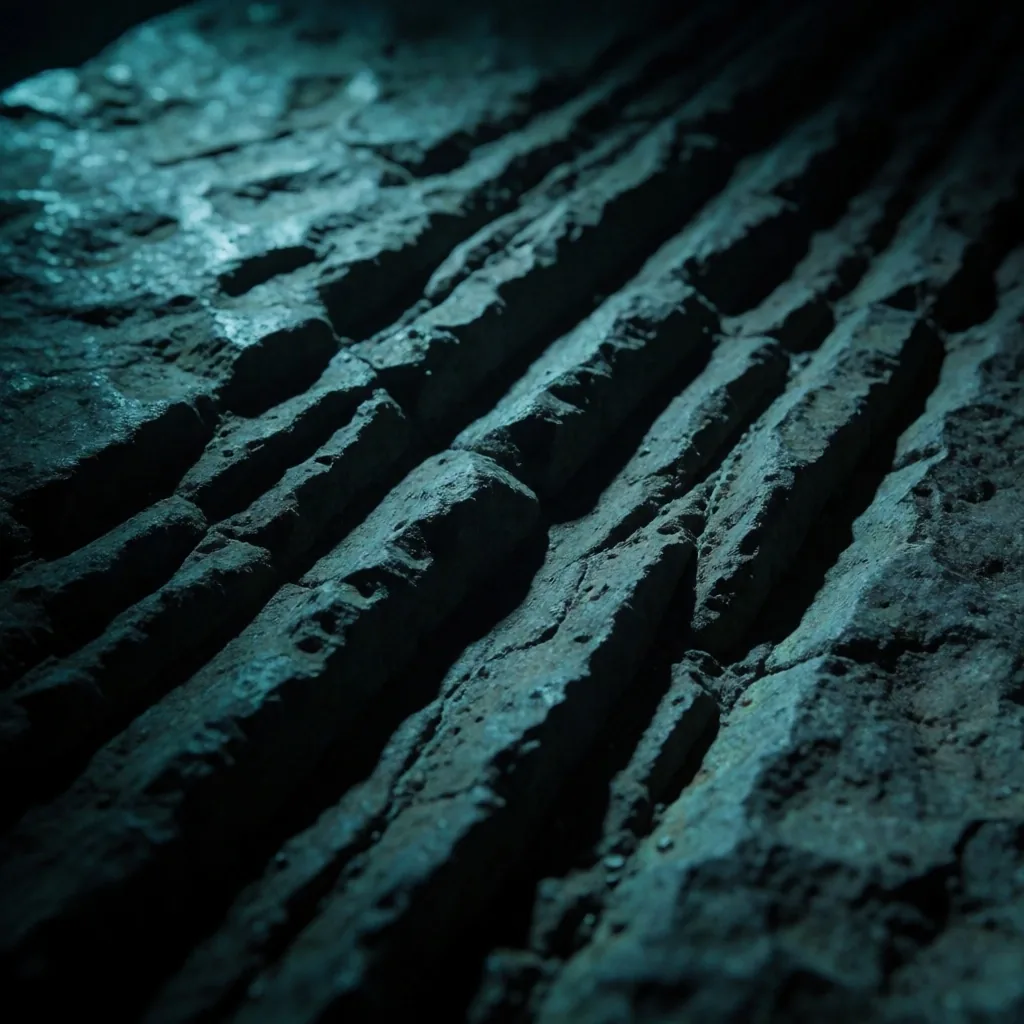 Textured stone surface under cool moonlight